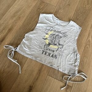 Goodie‎ Two Sleeves Junior's Western Cowgirl Horse Crop Tie Sides Shirt XL